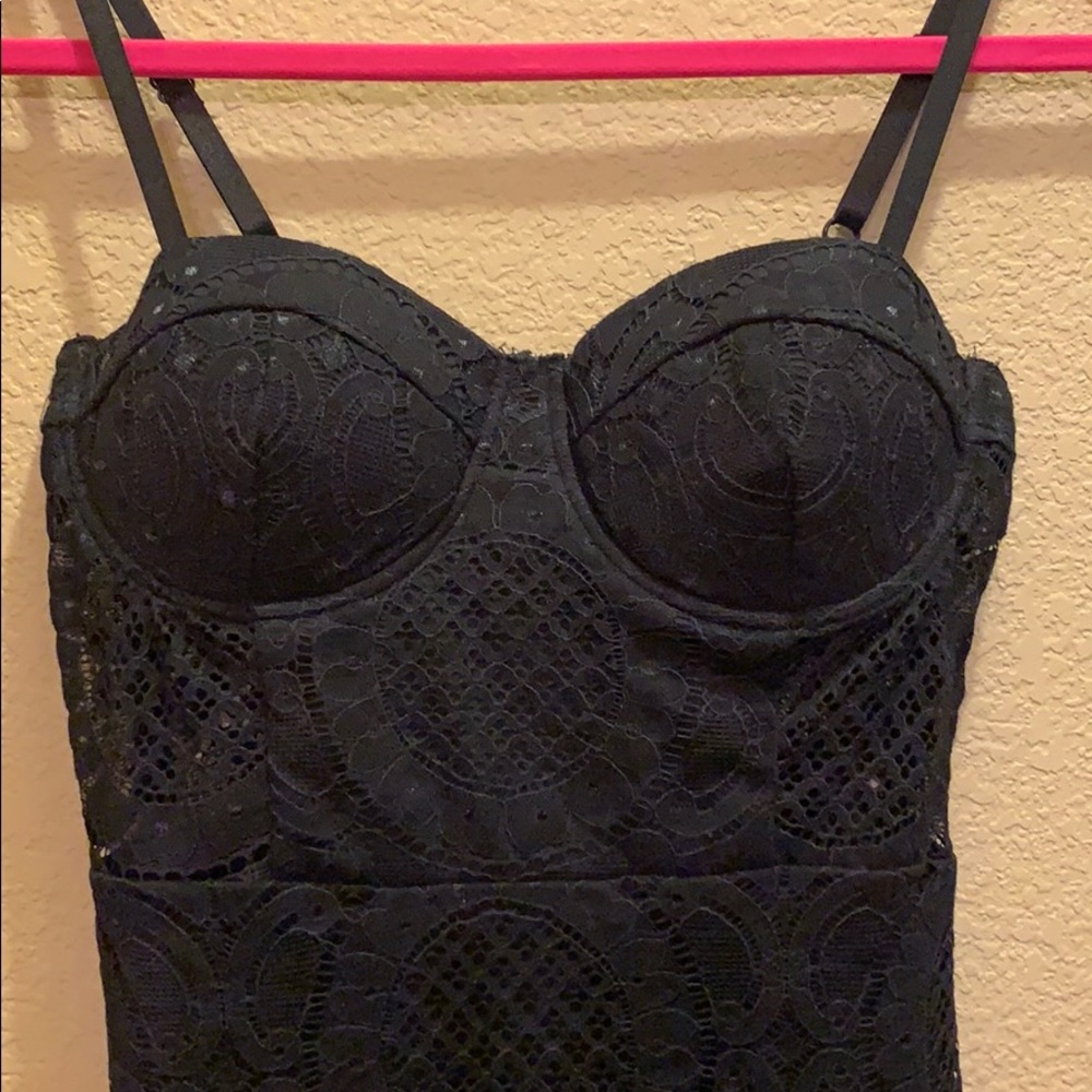 4/$25🌻Trixxi black lace strapless cocktail dress